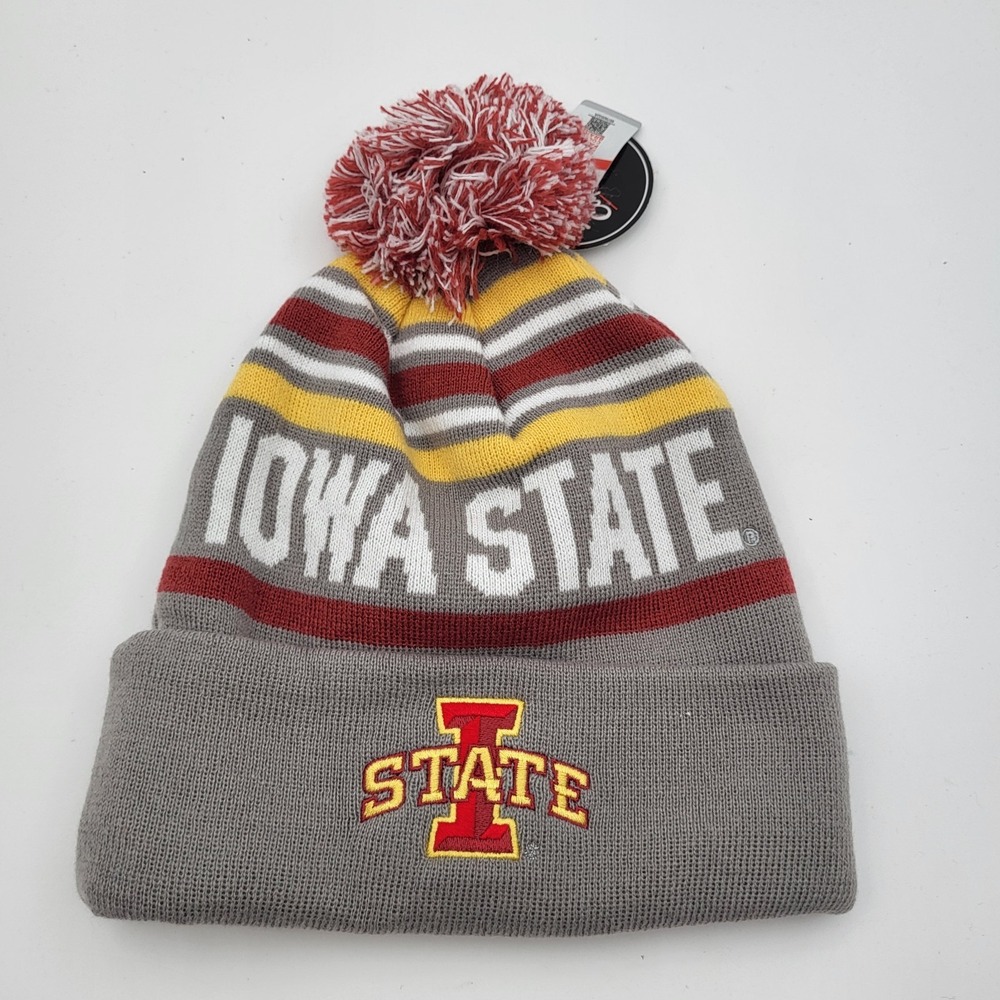 Iowa State Cyclones Captivating Cuffed Pom Stocking Hat Beanie Gray